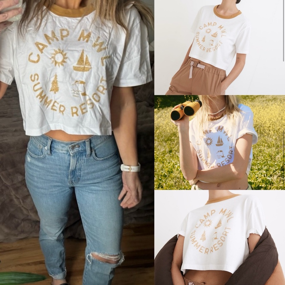 Nwt Madewell mwl camp resort ringer crop tee m